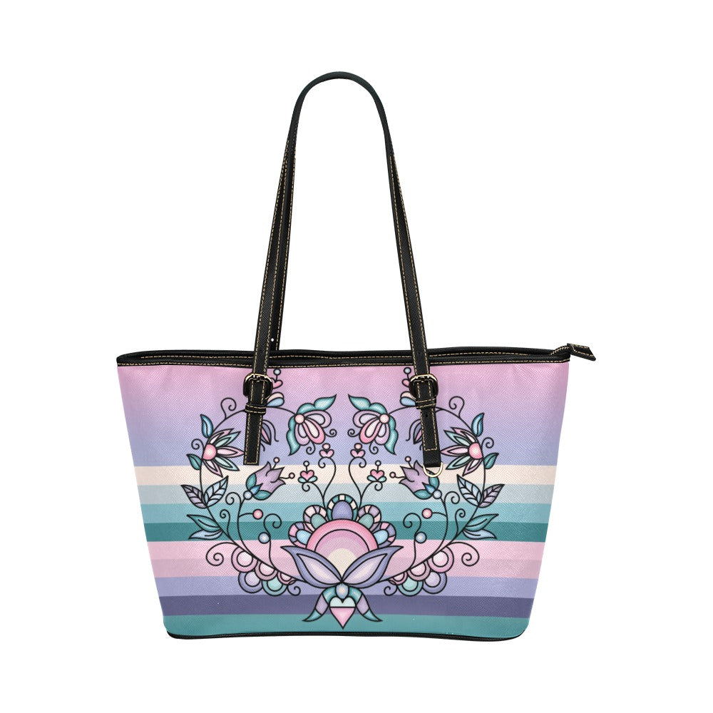 Silver Frost Flower Tote Handbag