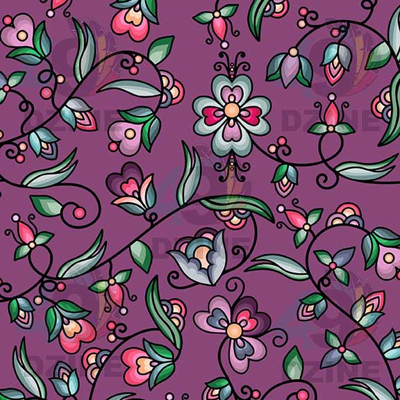 Amber Evening Garland Purple Satin Fabric