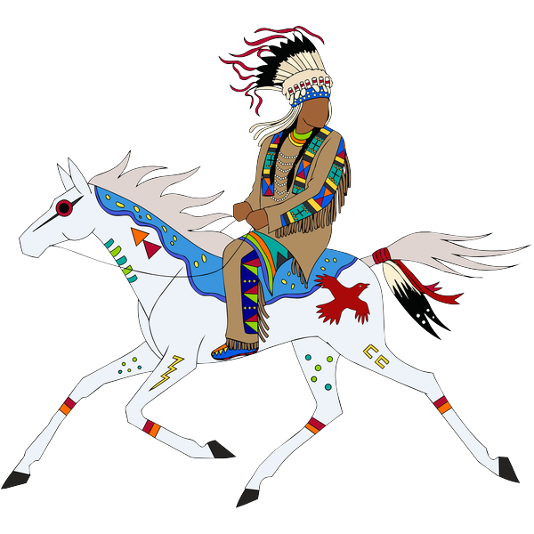 Blackfoot Rider on White Horse 2inch by 2inch Vinyl Sticker