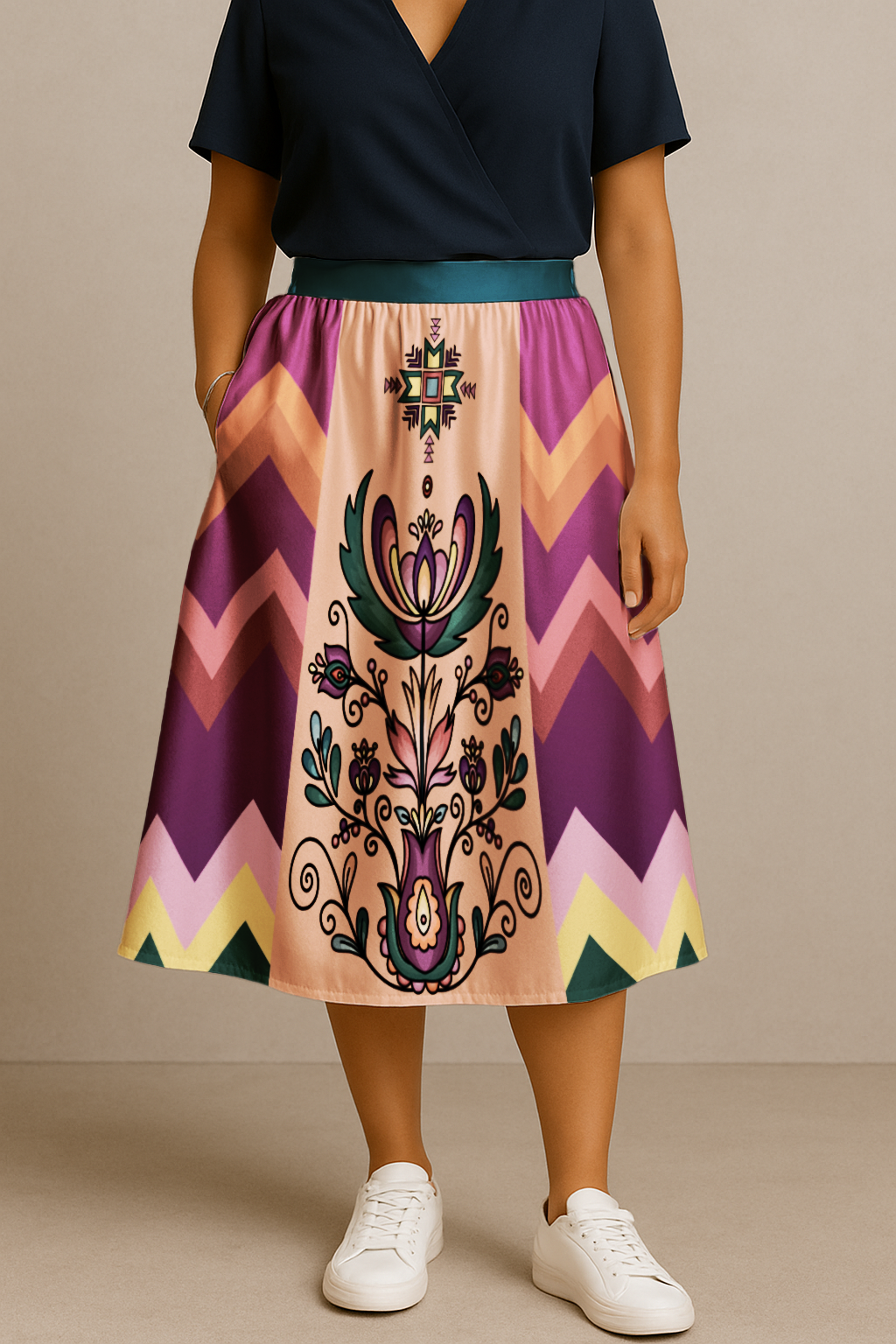 Cedar Wind Bloom Midi Skirt