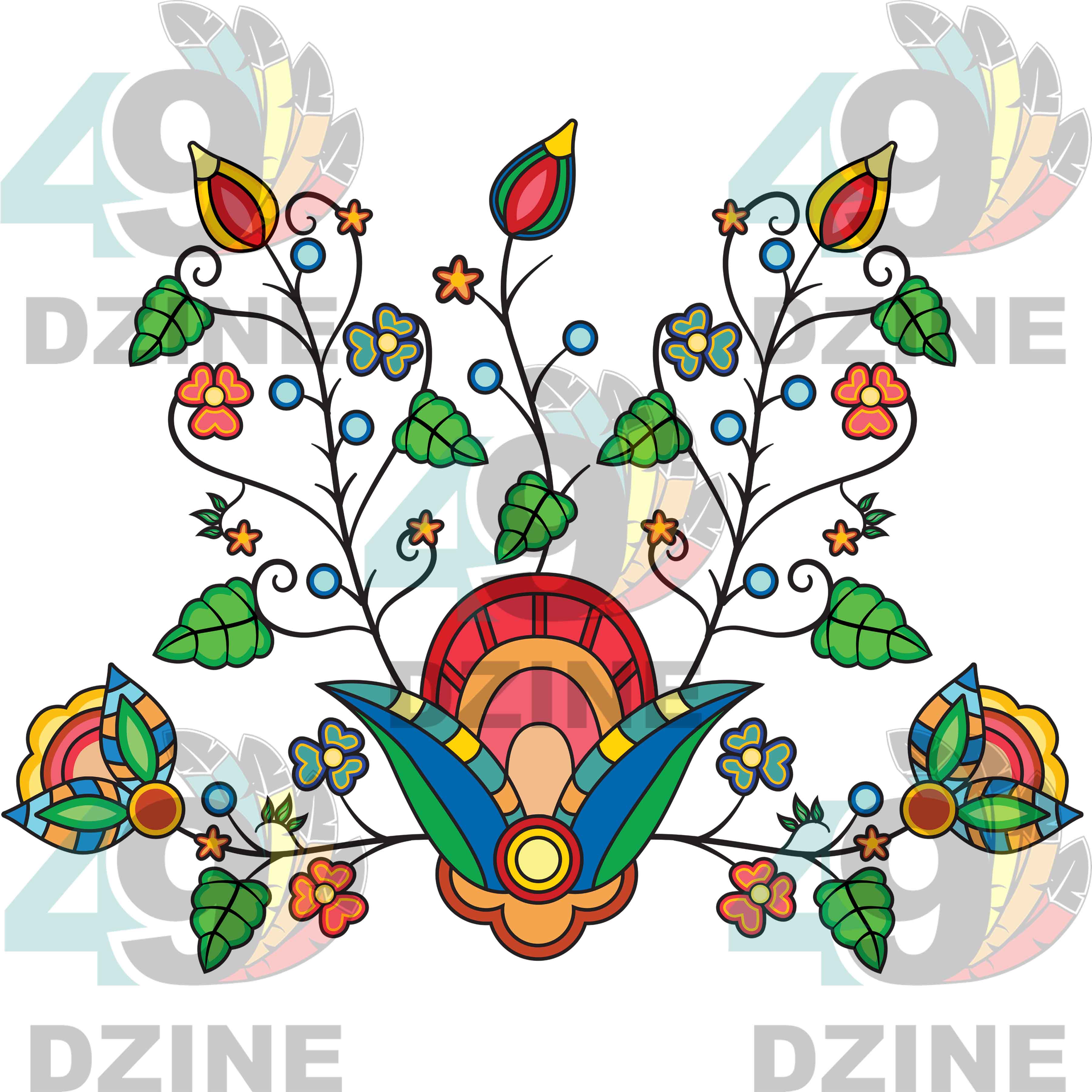 Floral Transfer - Rainbow Petal Path Various Sizes
