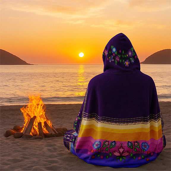 Beaded Offering Purple Hooded Blanket