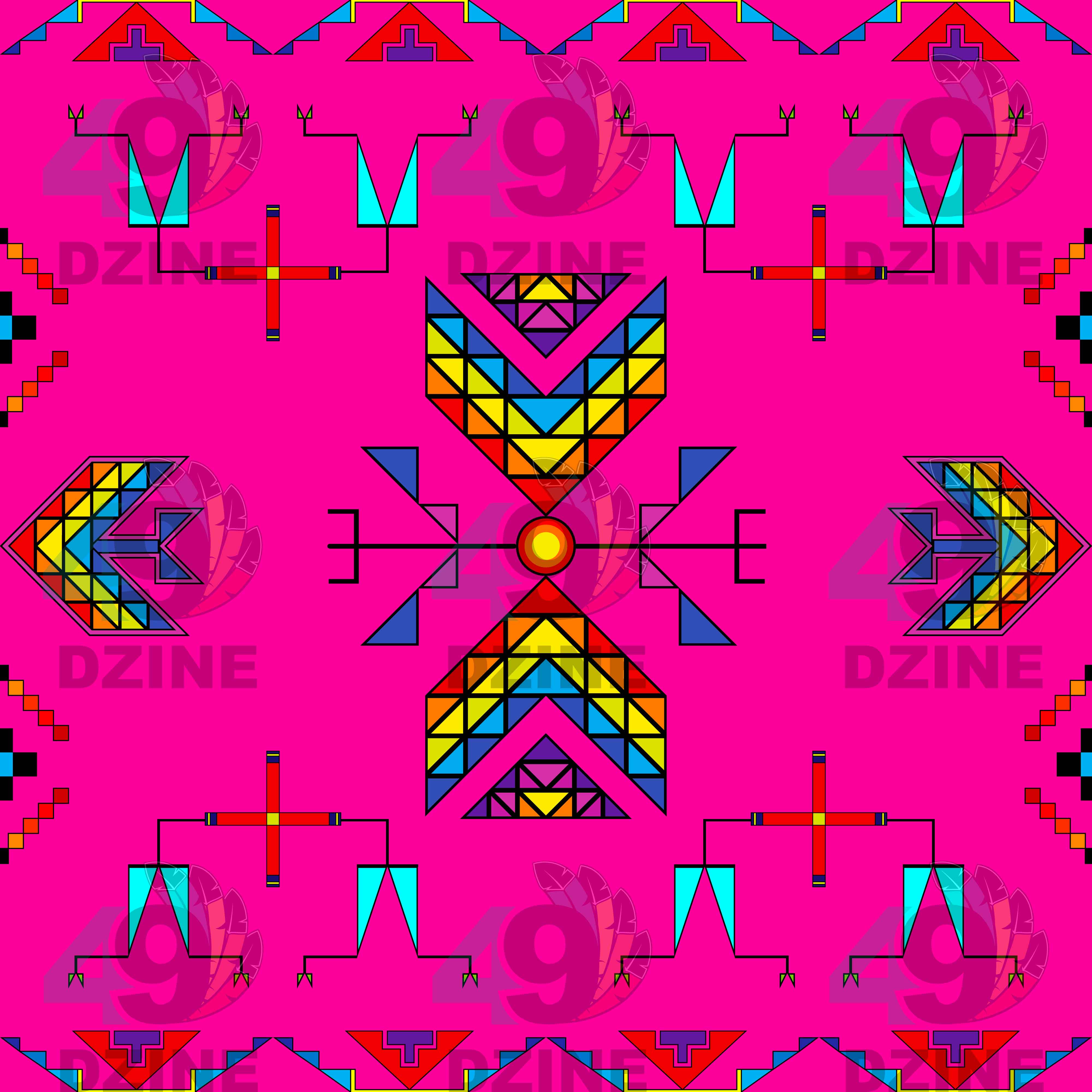 Rainy Chief Rainbow Hot Pink Cotton Fabric