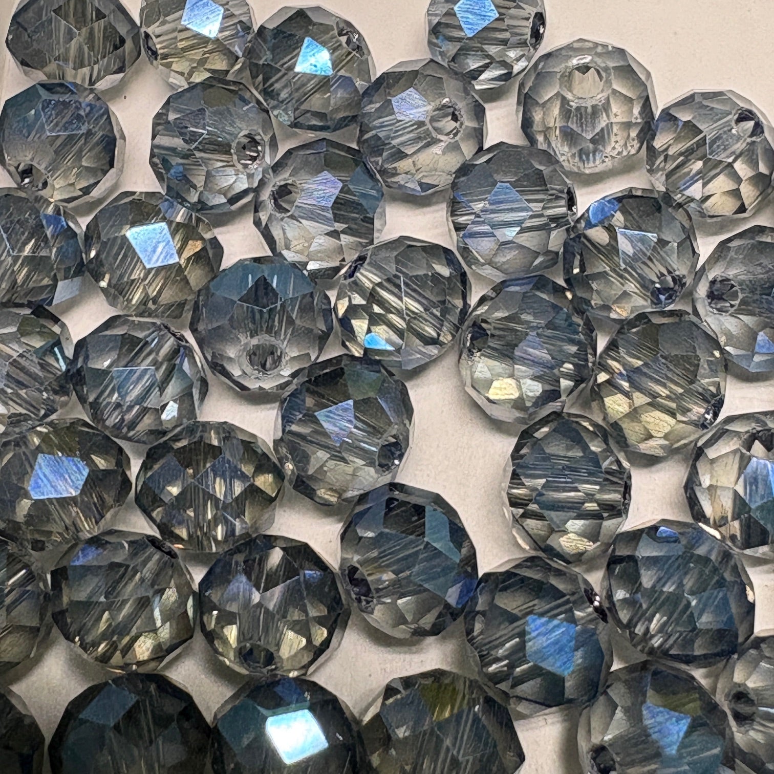 6mm Rondelle Glass Bead - Crystal Winter