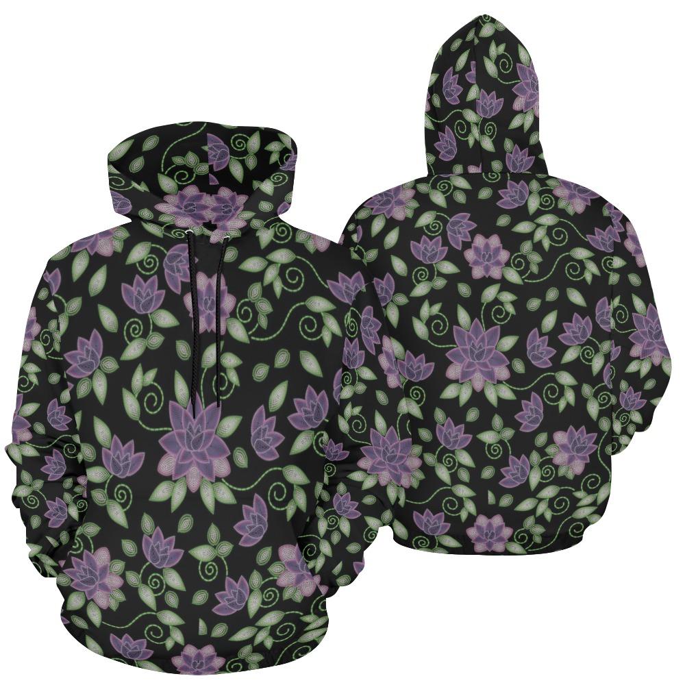 Purple Beaded Rose All Over Print Hoodie for Women (USA Size) (Model H13) All Over Print Hoodie for Women (H13) e-joyer