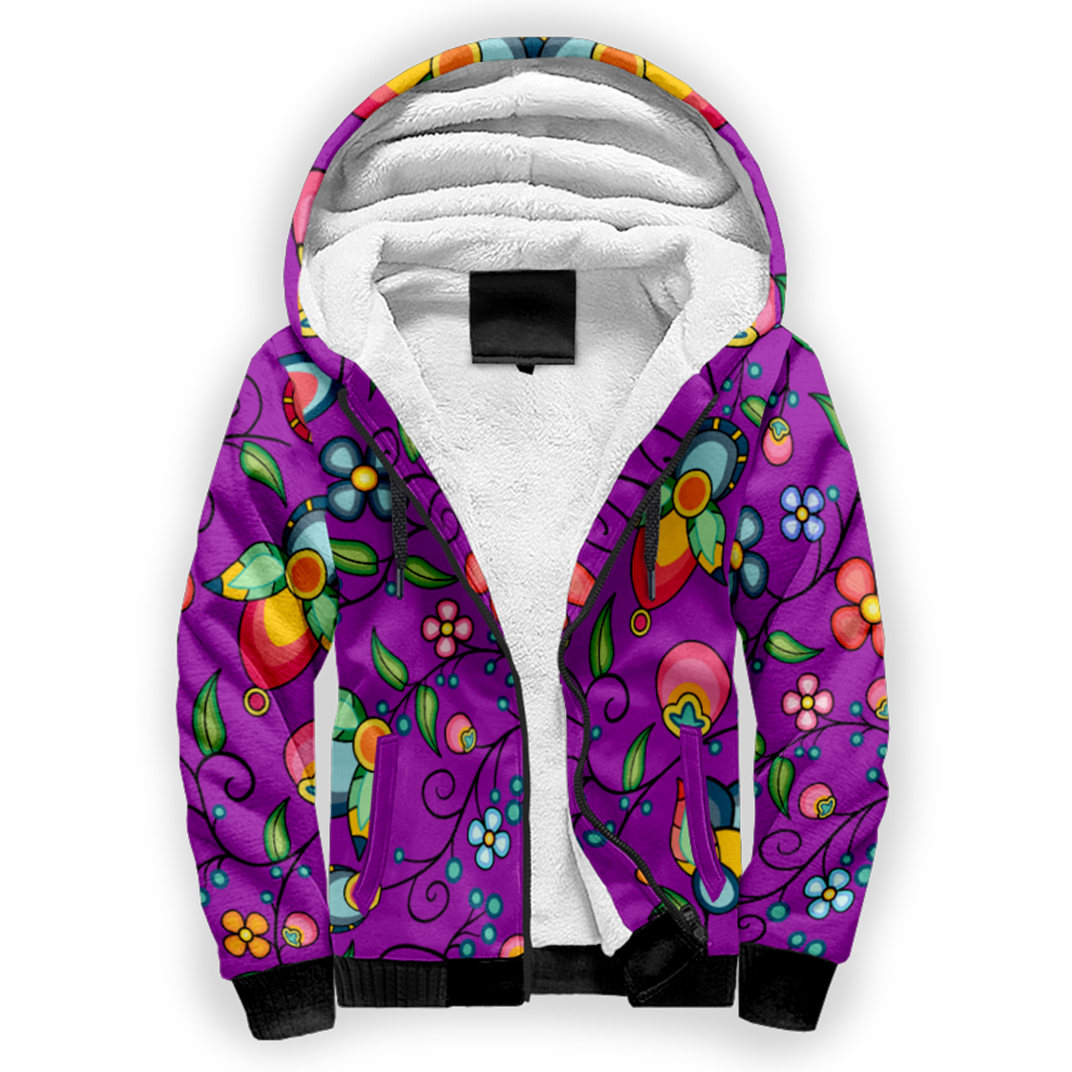 Floral Bounty Purple Sherpa Hoodie