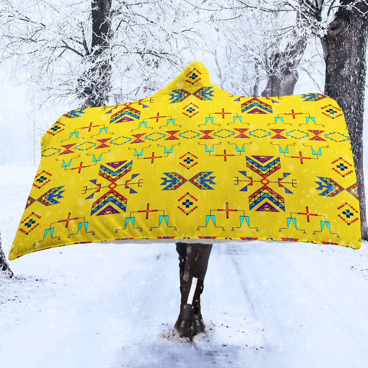 Rainbow Chief Rainbow Yellow Hooded Blanket