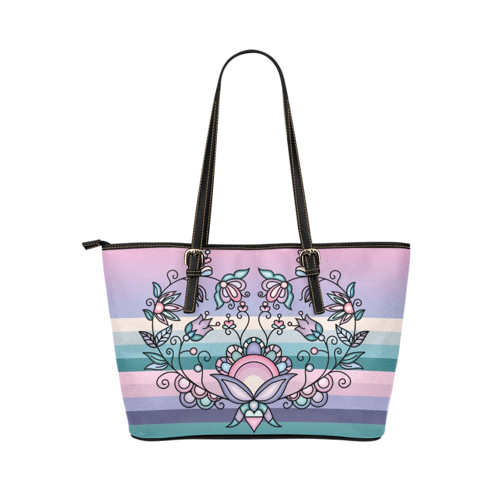 Silver Frost Flower Tote Handbag