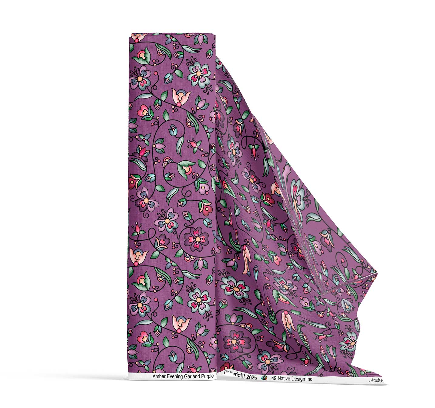 Amber Evening Garland Purple Satin Fabric