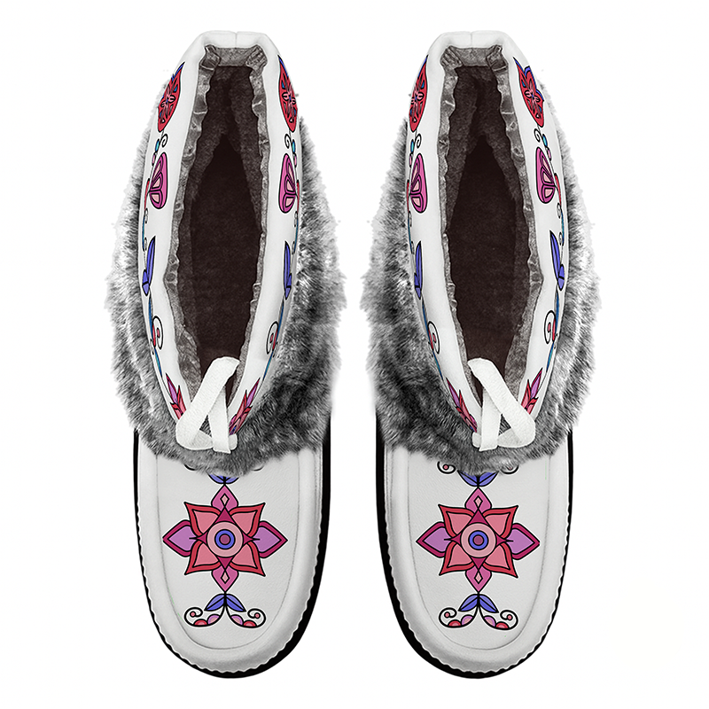 Frost Flower Circle Leather MocLux Ankle with Fur