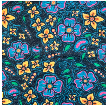 Jackie Traverse Ojibway Floral 1 Black Flanelette