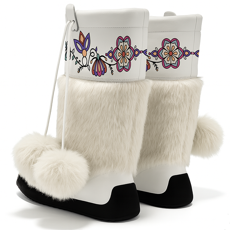 Aurora Petal Glow Real Leather MocLux Calf with Fur