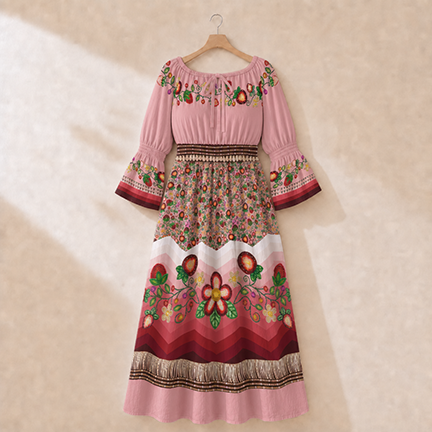 Berry Rites Pink 2 Peasant Dress