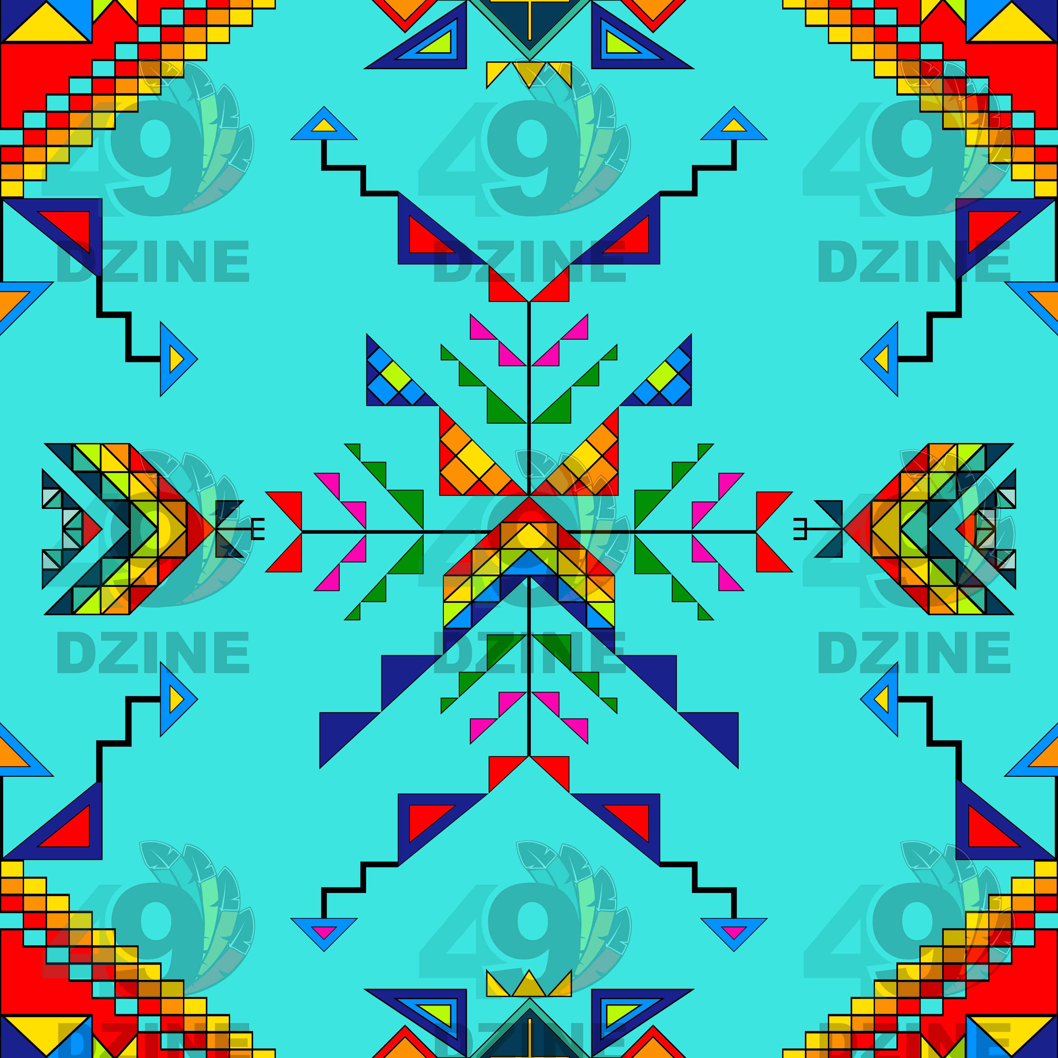 Buffalo Jump Turquoise Cotton Fabric