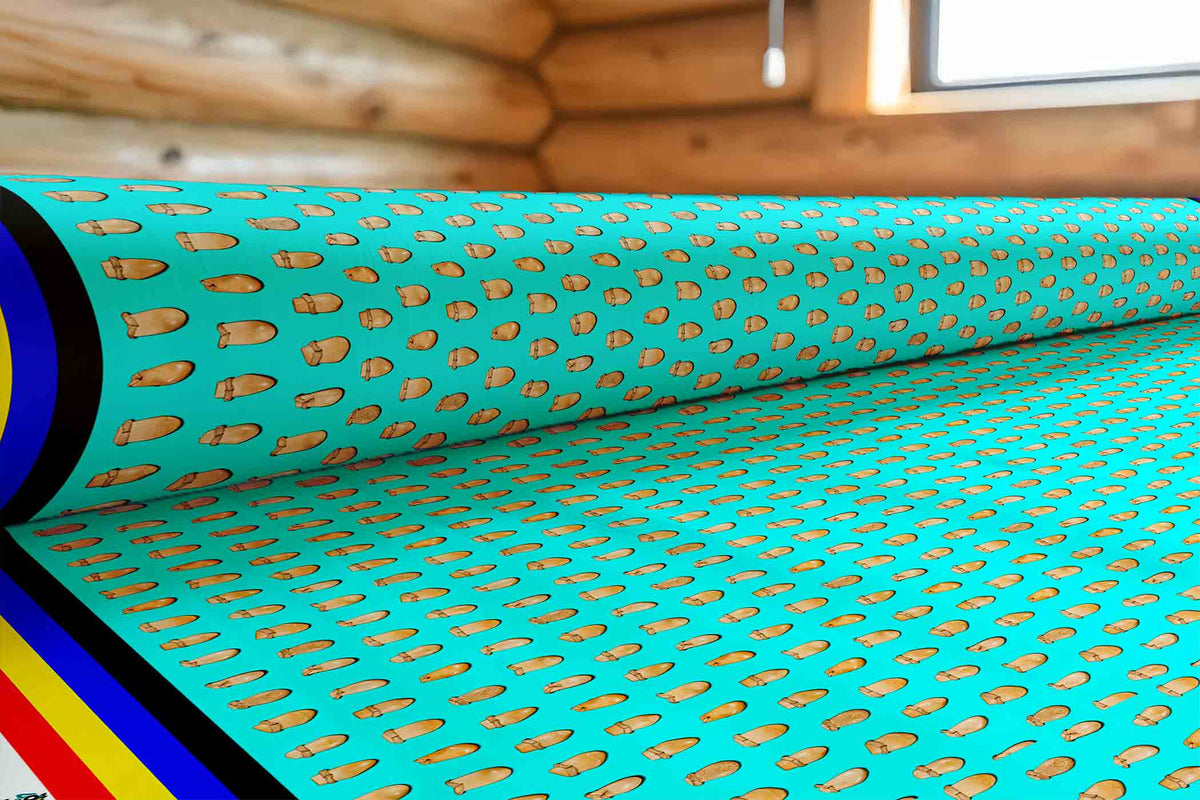 Elk Teeth on Turquoise Cotton Poplin