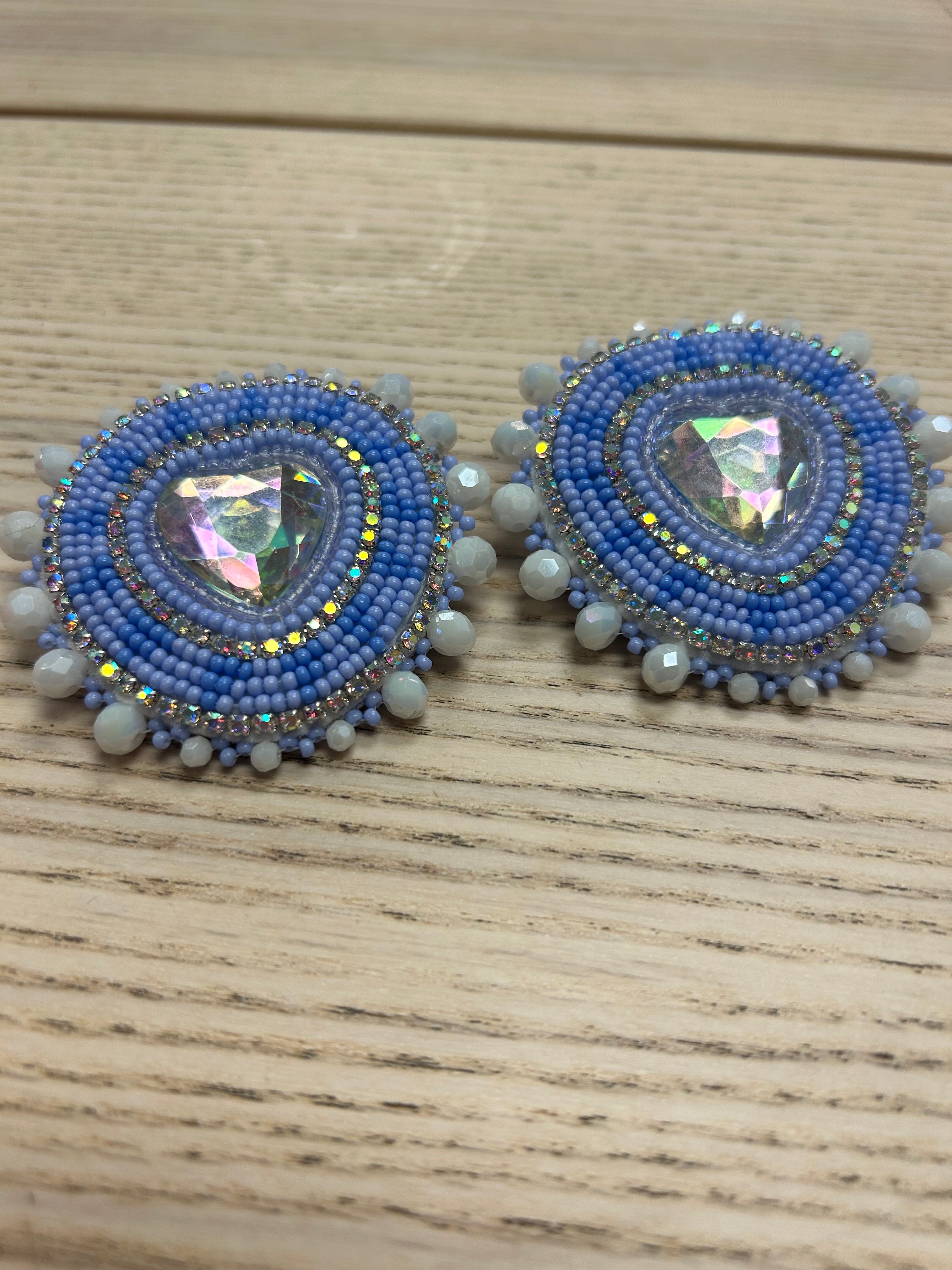 Karin Moen Periwinkle Star Heart Earrings