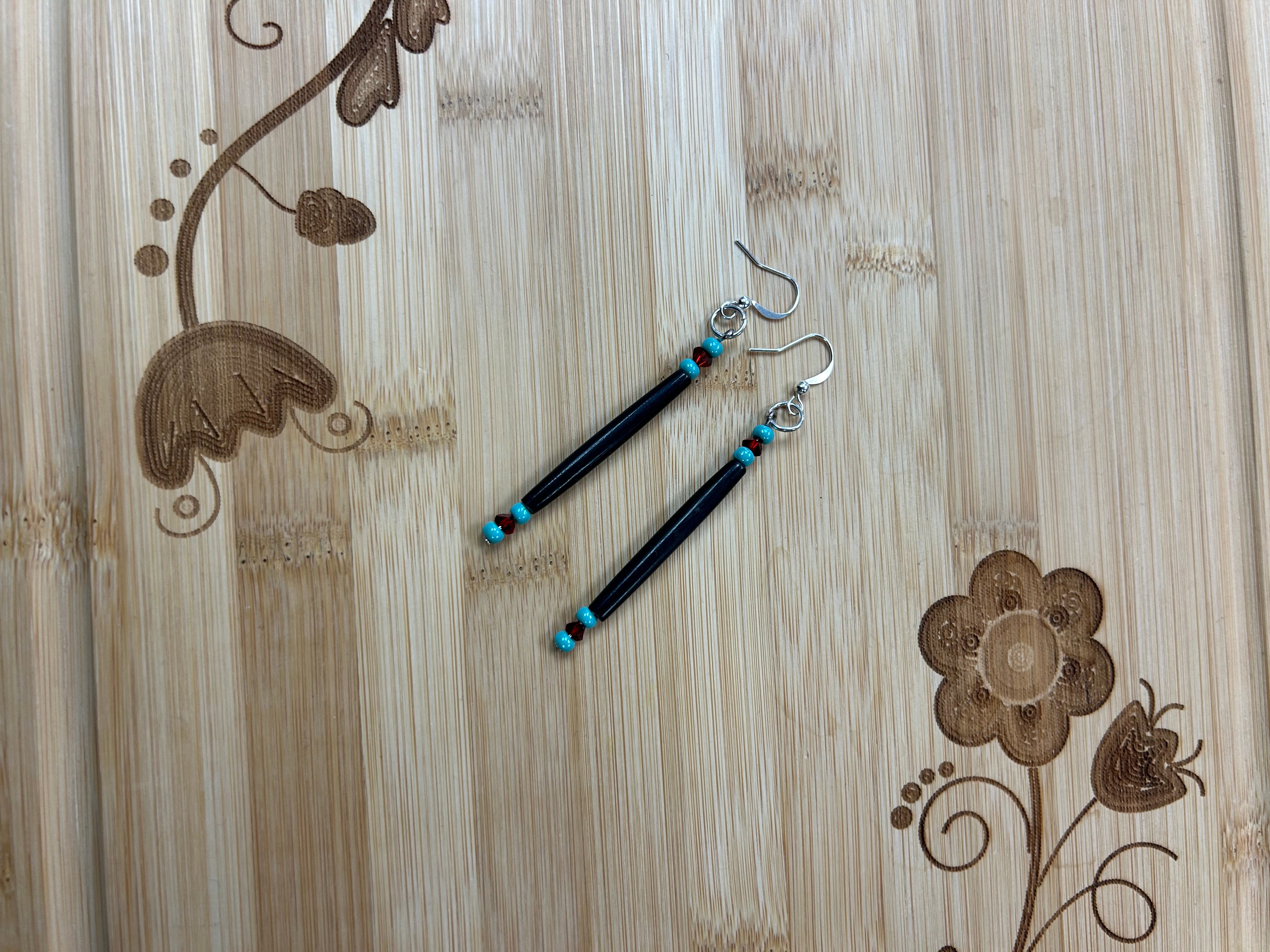 Mikey Runningbird Hair Pipe Bone Earrings