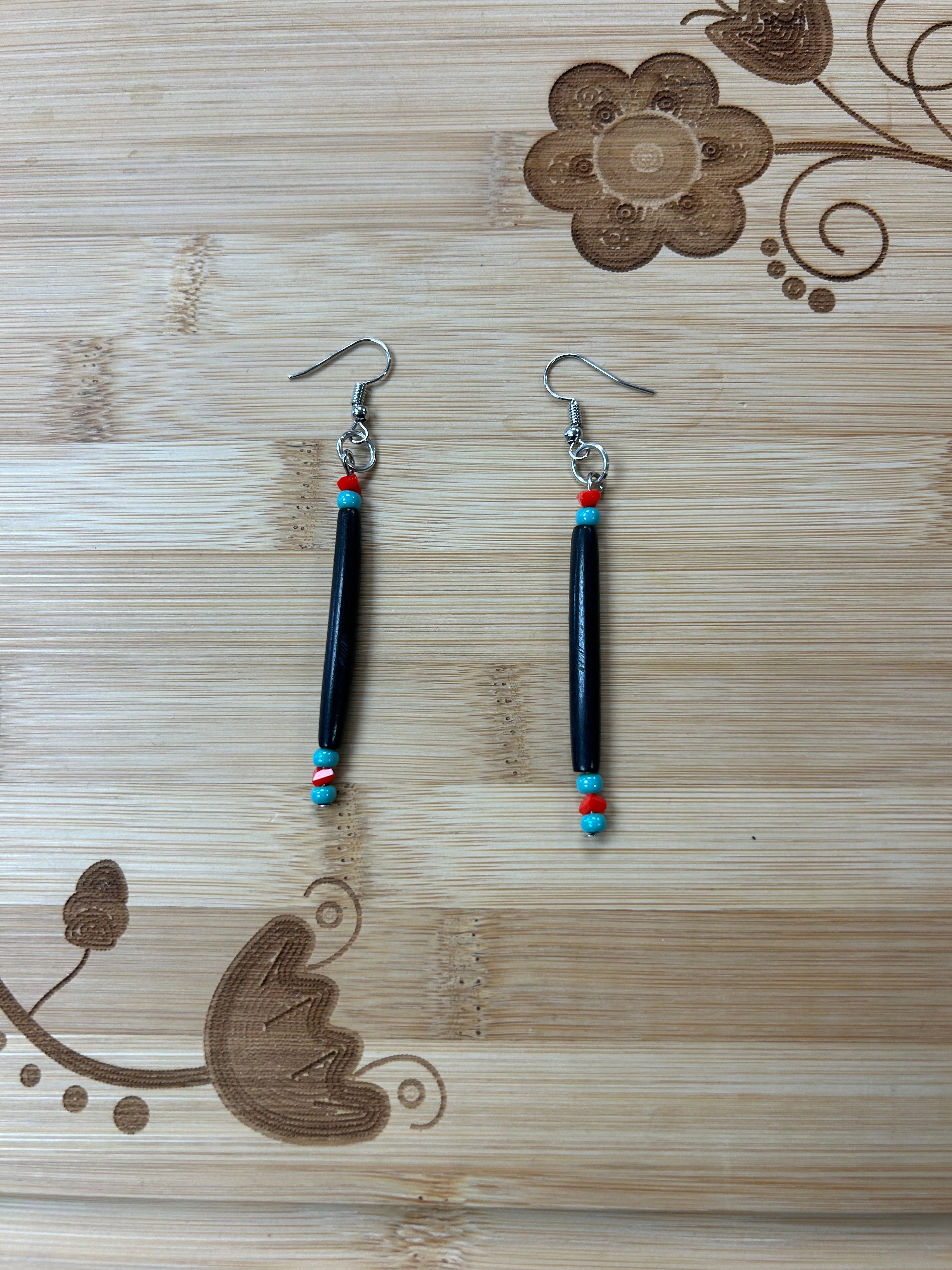 Mikey Runningbird Hair Pipe Bone Earrings