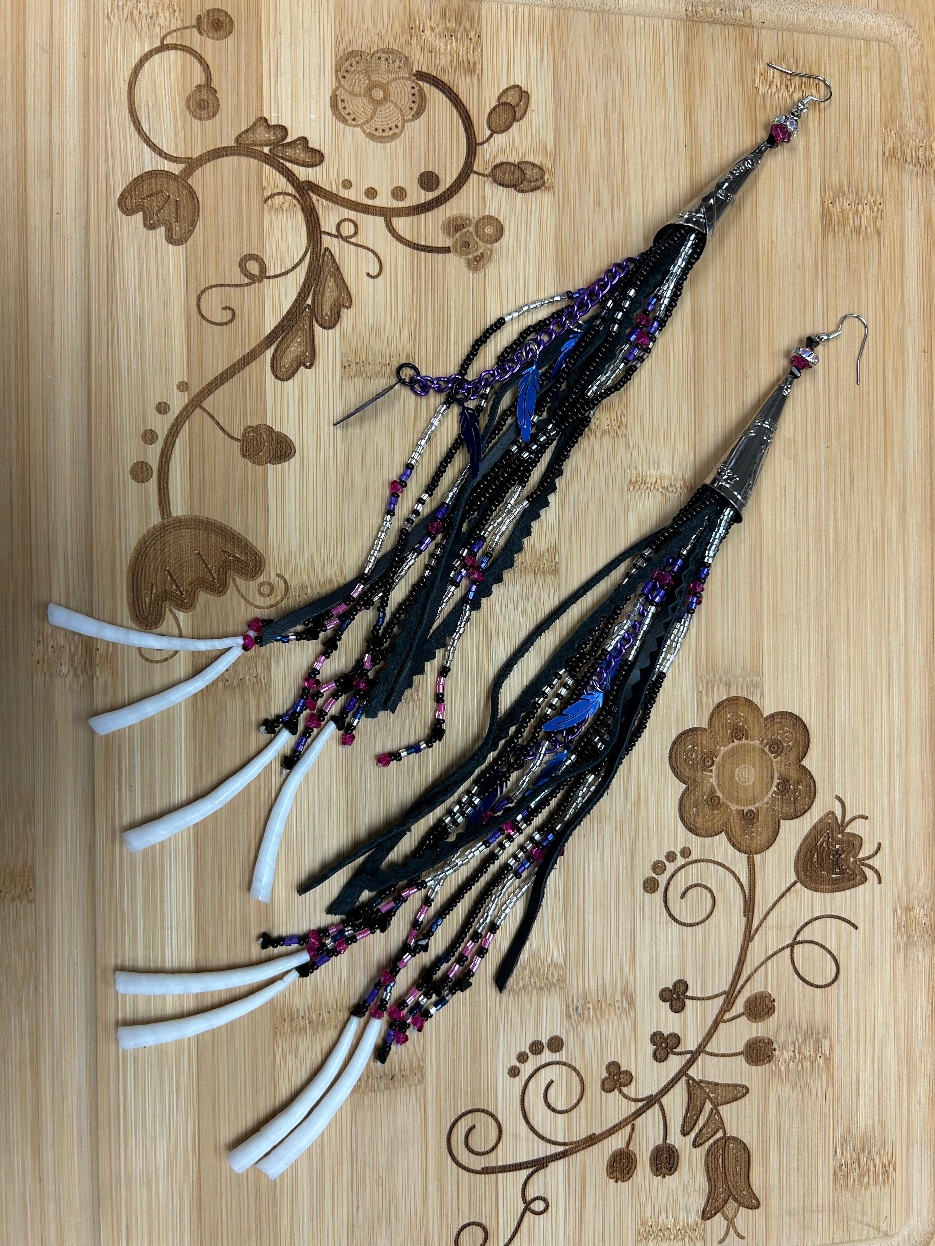 Mikey Runningbird Black Boujee Dentalium Earrings