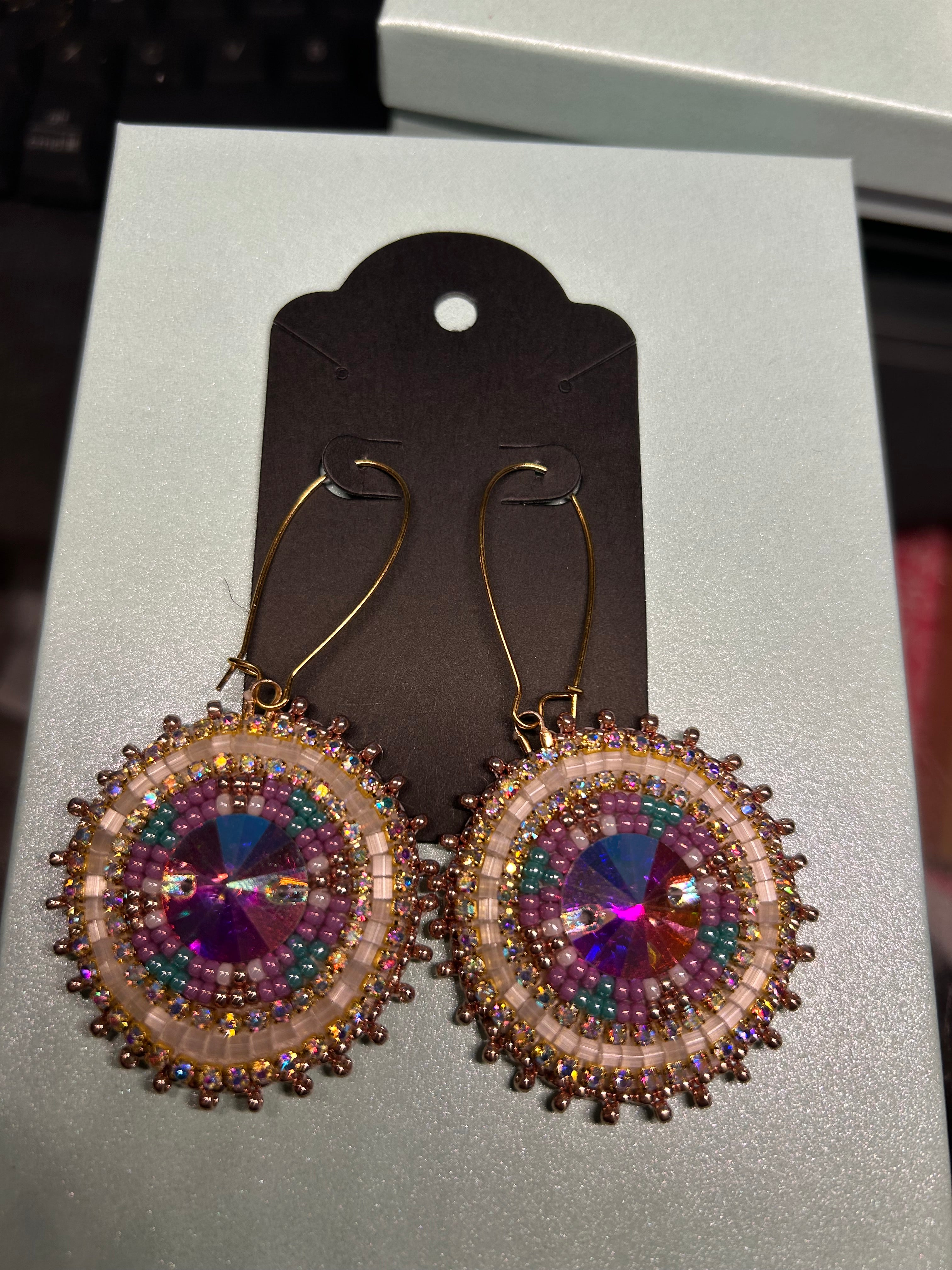 Karin Moen Lilac and Teal Earrings