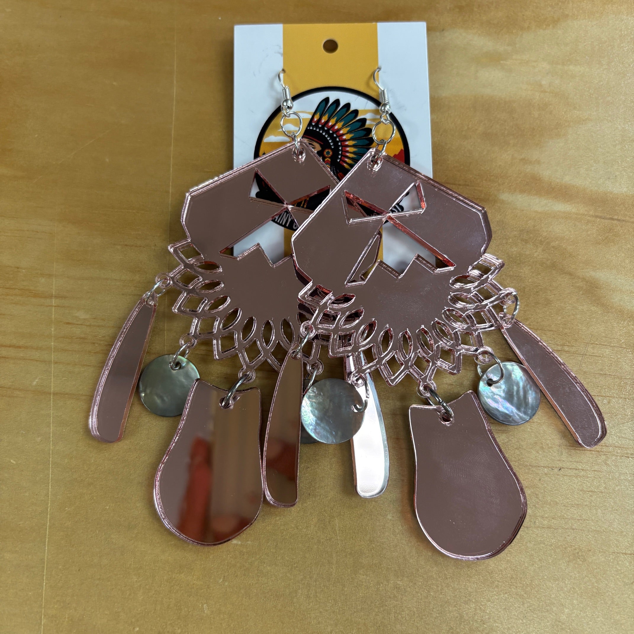 Rose Gold Acrylic Dangle Earrings