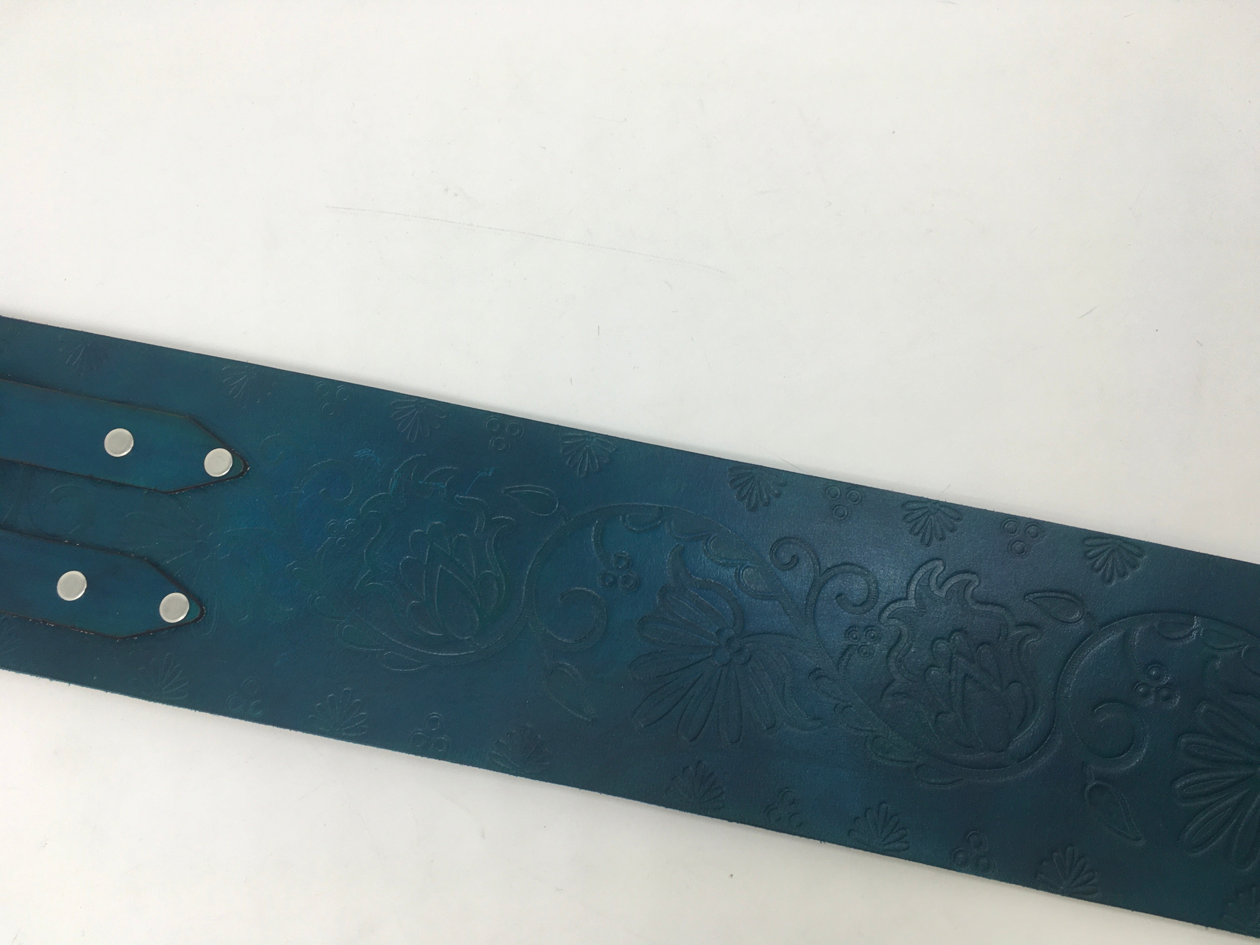 Turquoise Floral 4 Inch Thick Leather Belt