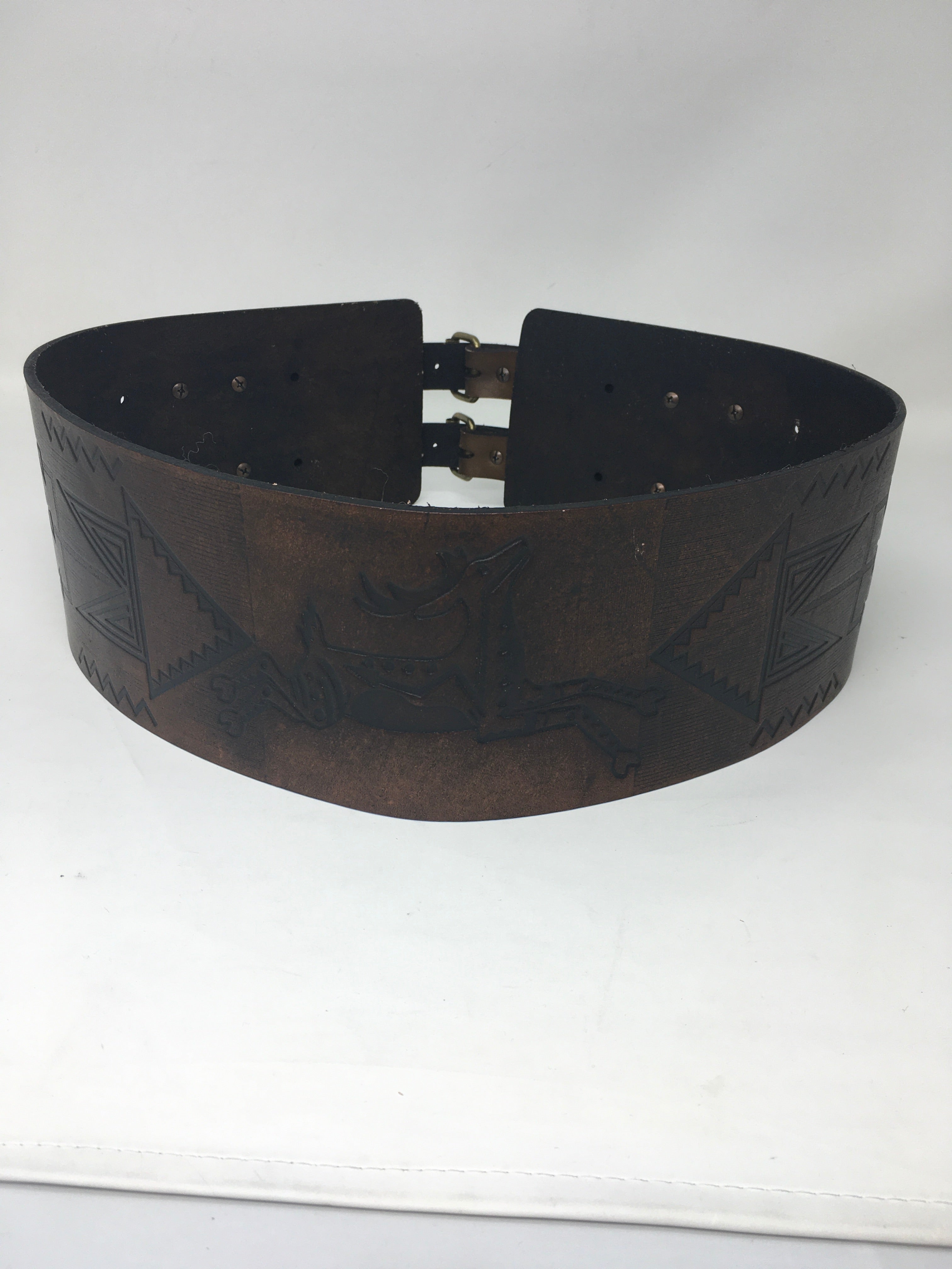 Dark Brown Ledger Deer 4 Inch Thick Leather Belt