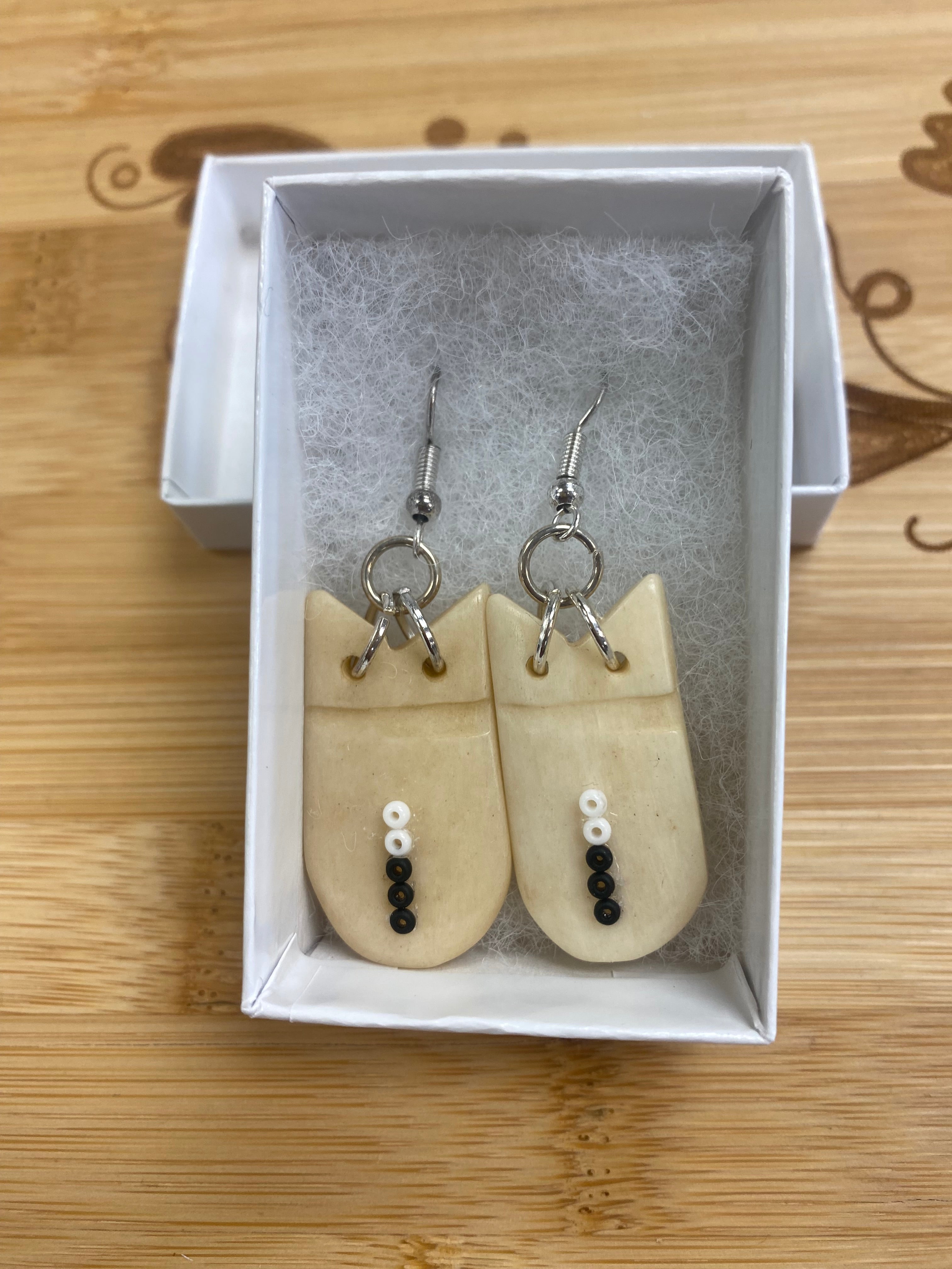 Mikey Runningbird Elk Teeth Earrings