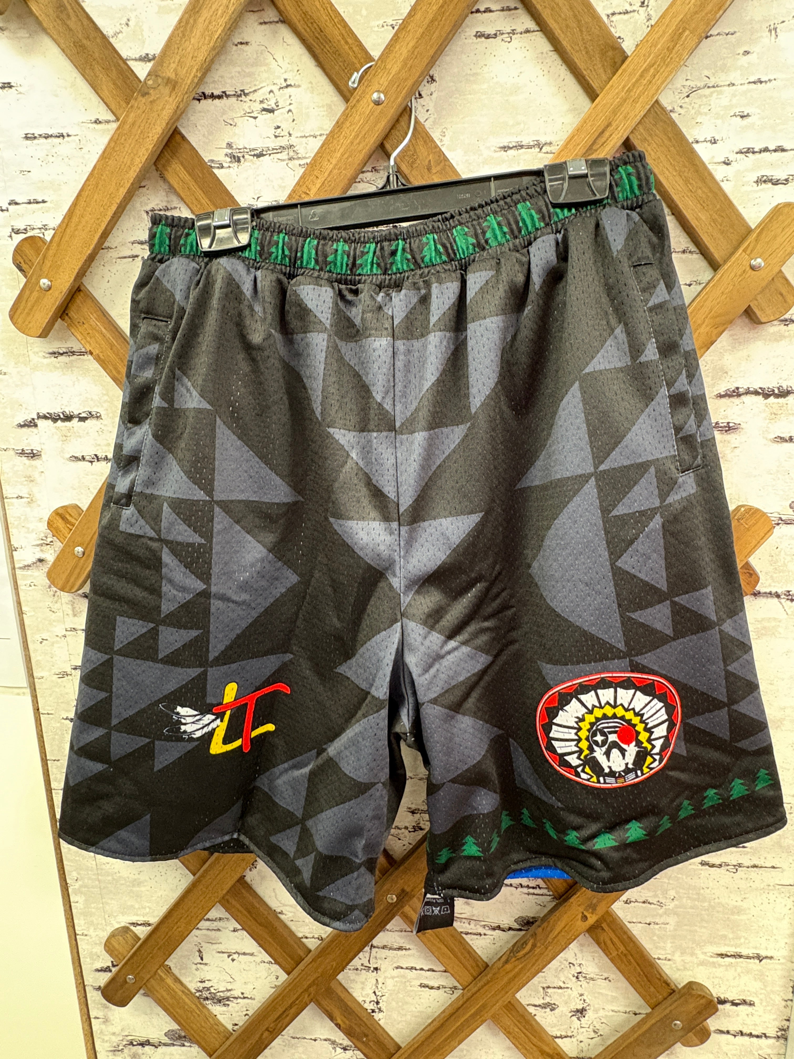 Land Ties Green/Blue/Yellow Reversable Basketball Shorts