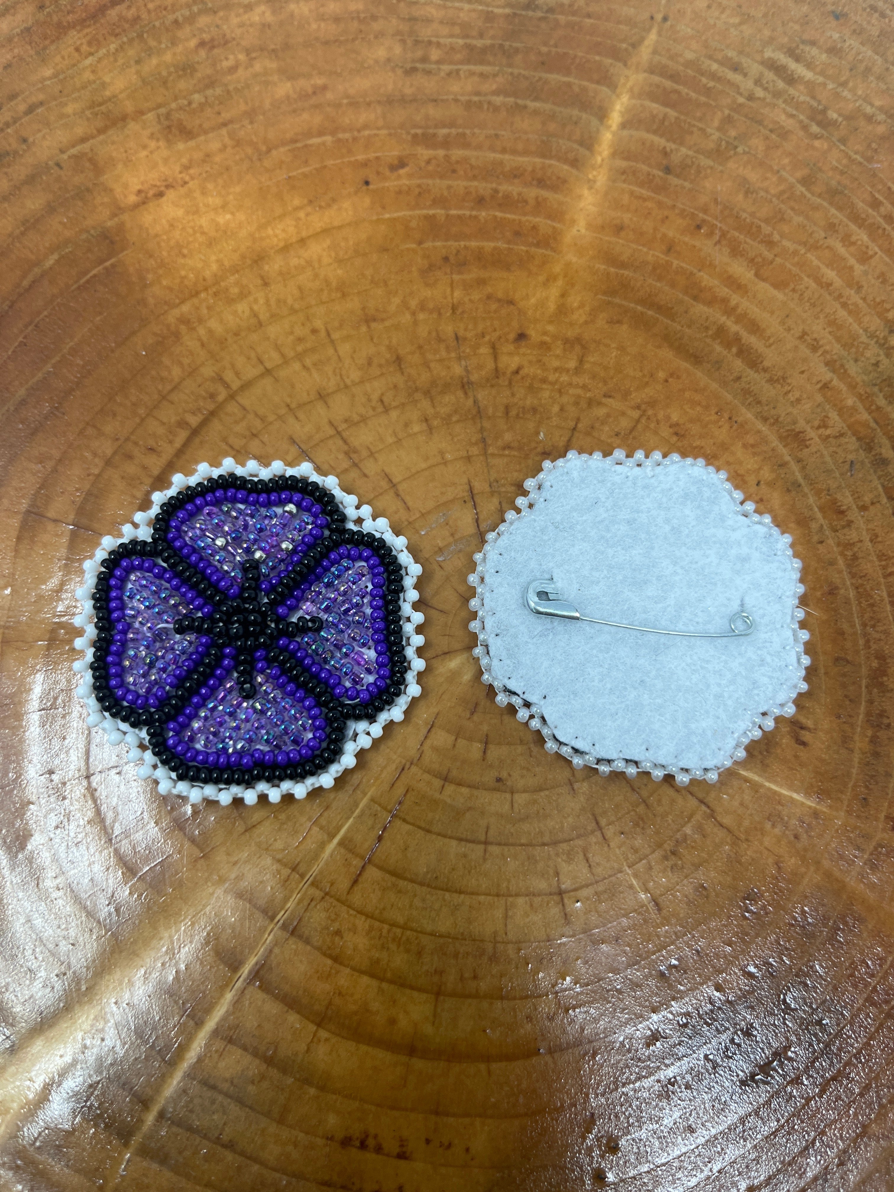 Danielle Redgun Beaded Poppy Purple Pin