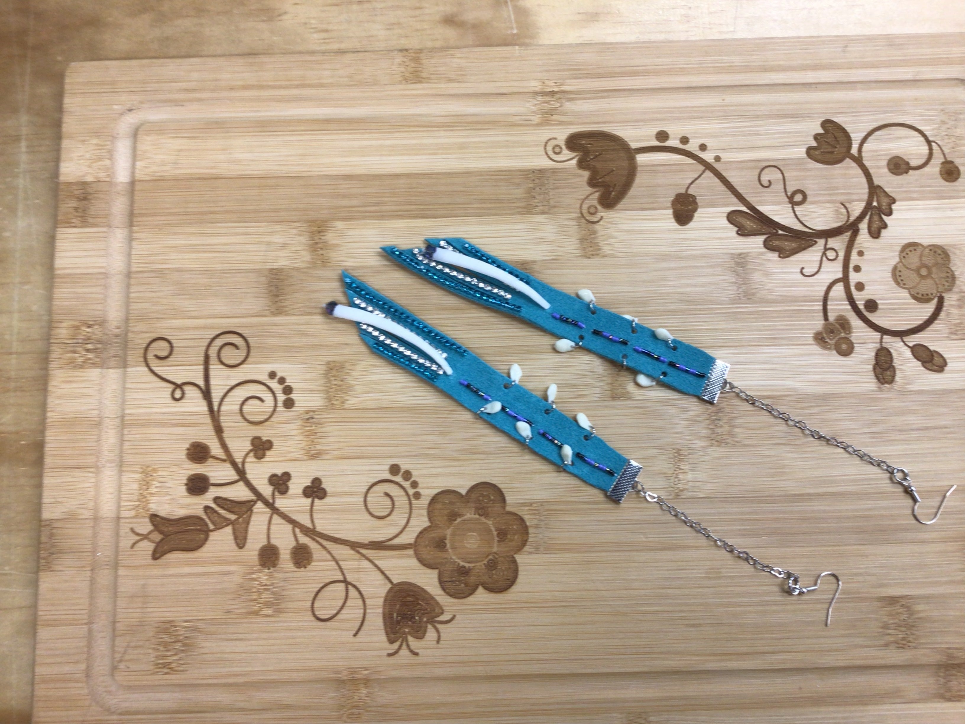 Mikey Runningbird Mini Elk Teeth Turquoise Earrings