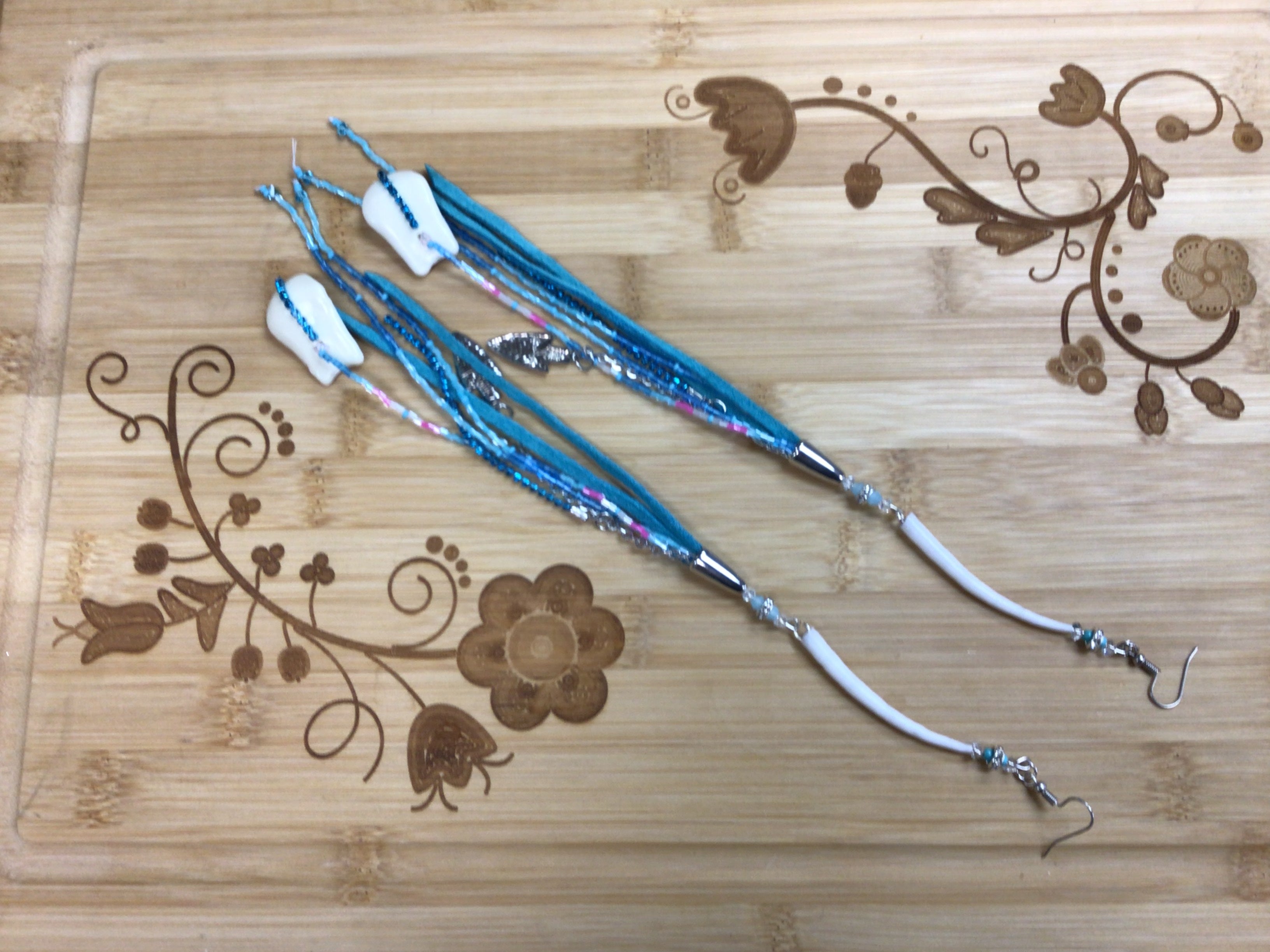 Mikey Runningbird Dentalium Elk Teeth Fringe (Turquoise)