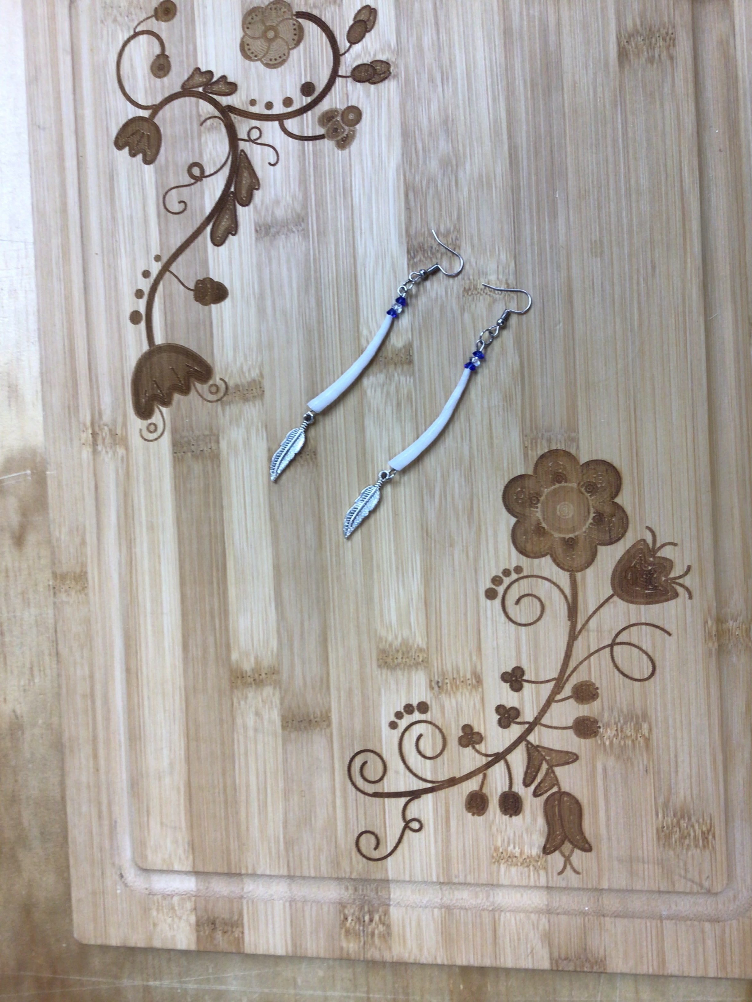 Mikey Runningbird Blue Silver Dentalium Drops