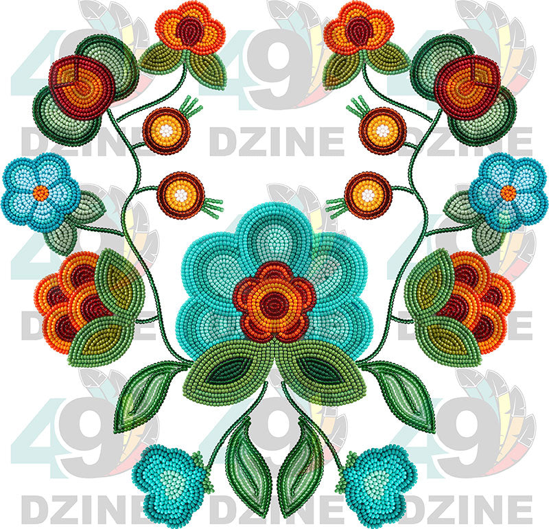 Prairie Fire Petals Beadwork Transfer (Various Sizes)