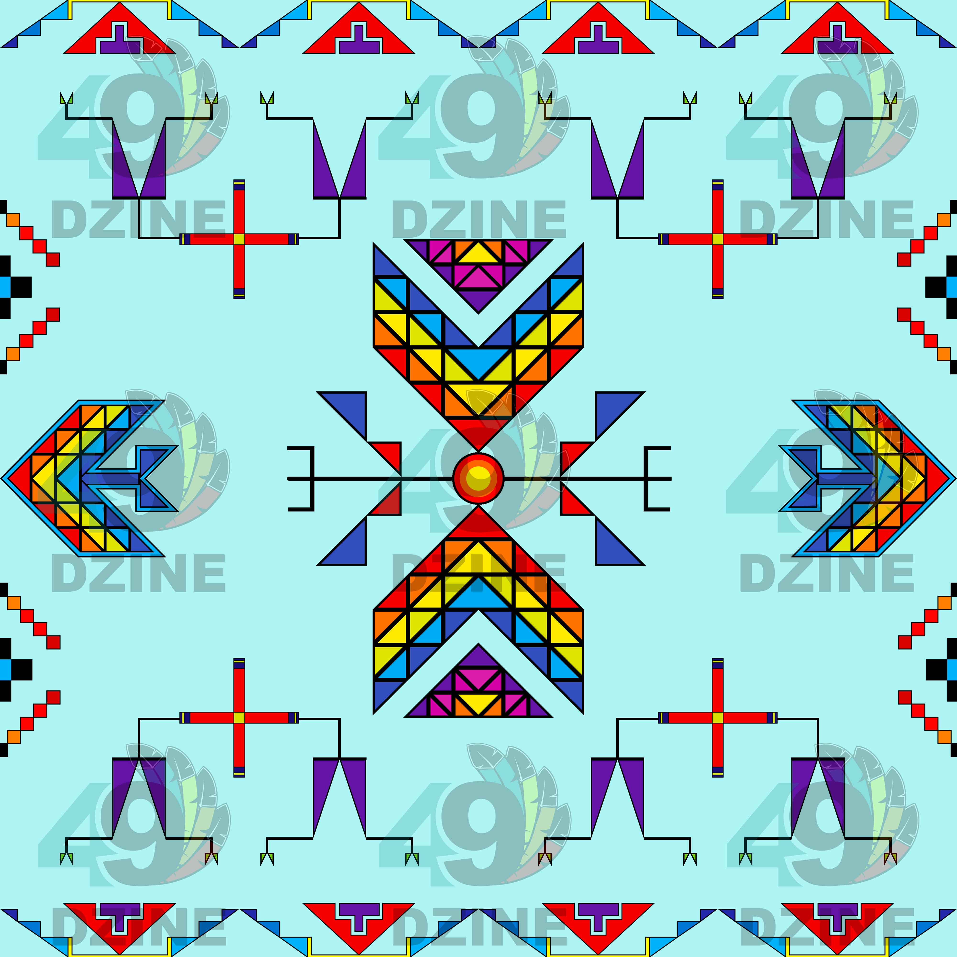 Rainy Chief Rainbow Robin Egg Cotton Fabric