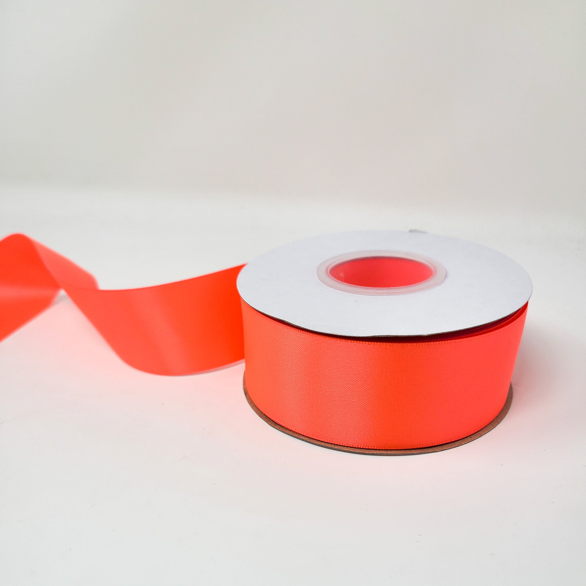 Neon Orange 1.5 Inch Double Face Satin Ribbon 100 Yard Roll