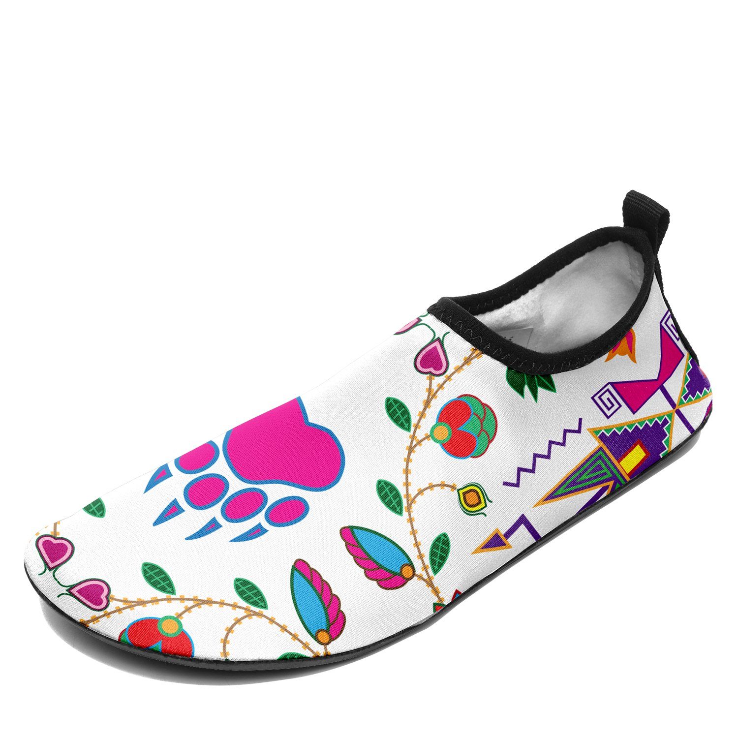Kids Geometric Floral Fall White Sockamoccs Slip On Shoes