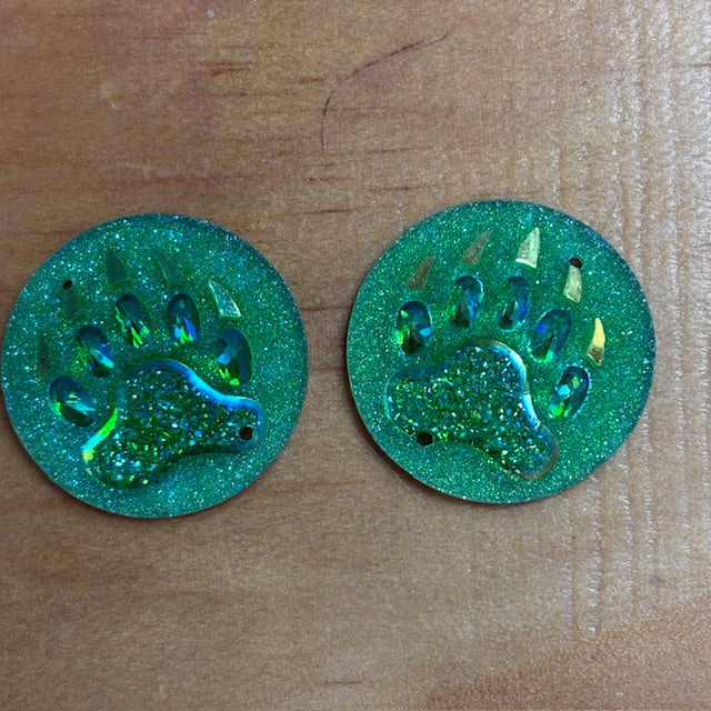 Bear Paw Circle Cabochons Set of 2