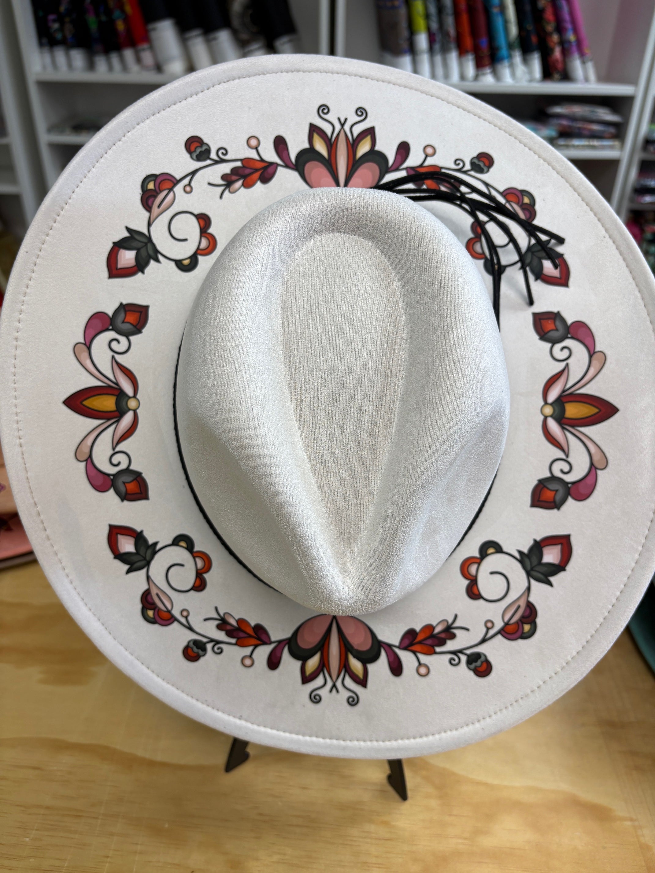 Burnt Sky Petals White Fedora Hat