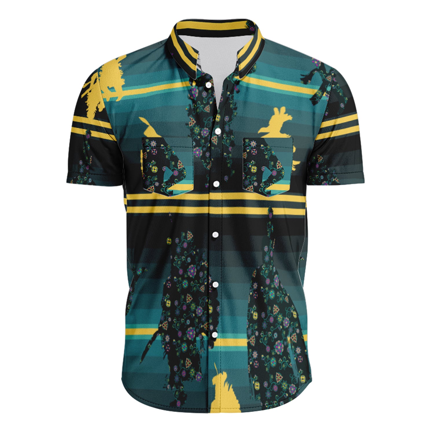 Men's Hawaiian-Style Button Up Shirt - Dancers Inspire Green