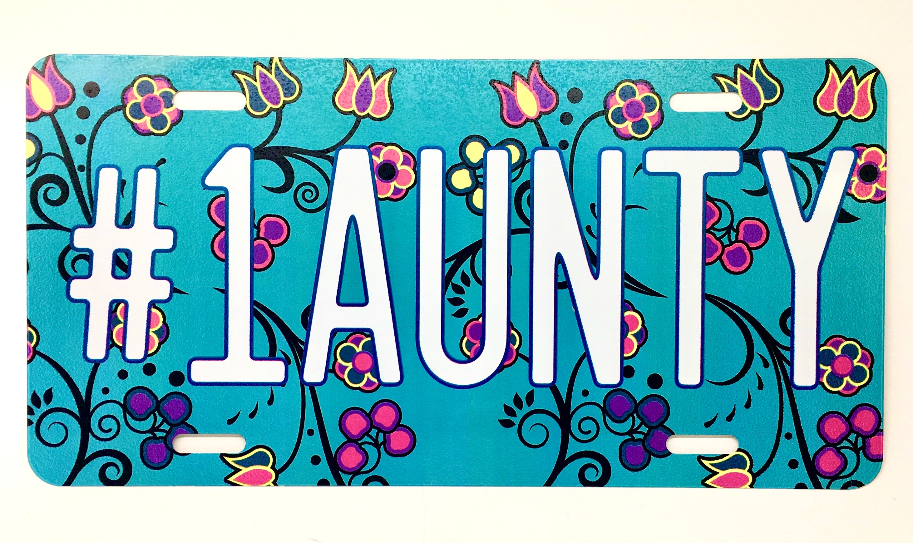 #1AUNTY Blue Trio Vanity Plate