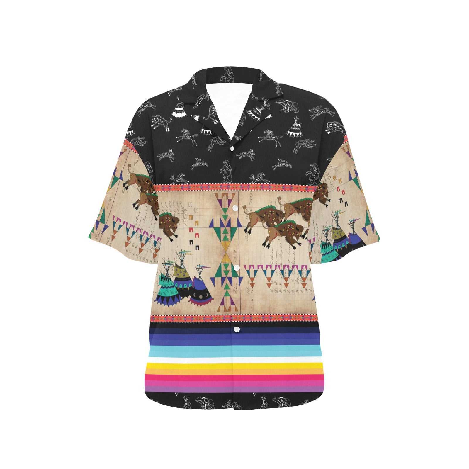 Buffalo Running Black Sky Hawaiian Shirt Women's