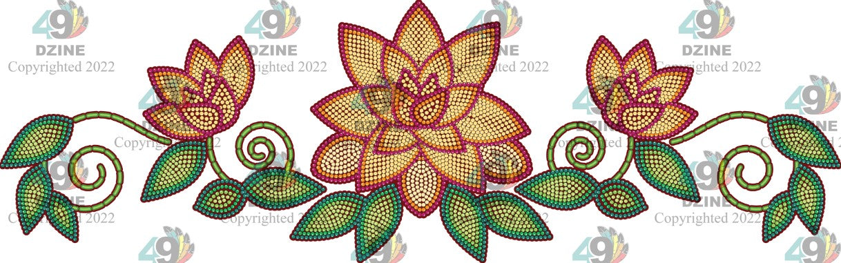 11-inch Floral Transfer - Beaded Florals Fire