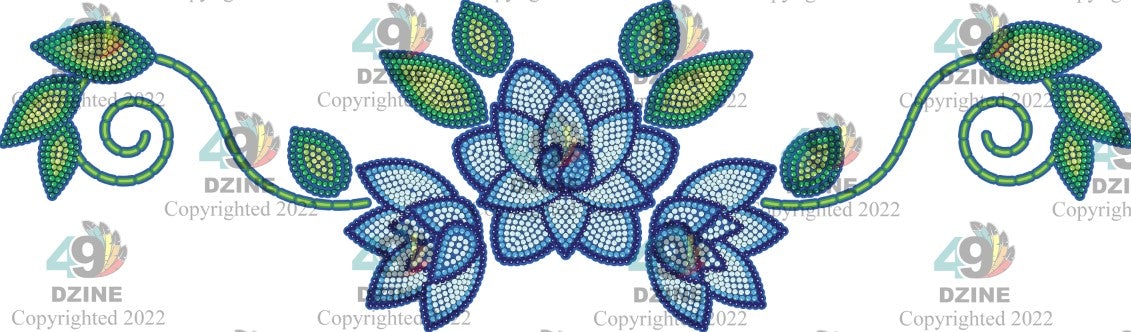 11-inch Floral Transfer - Beaded Florals Royal