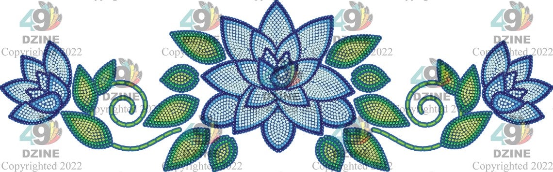 11-inch Floral Glitter Transfer - Beaded Florals Royal