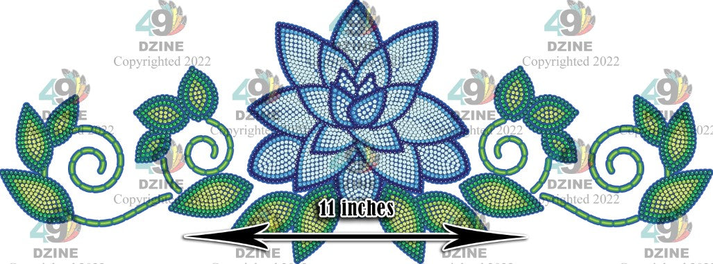 11-inch Floral Transfer - Beaded Florals Royal