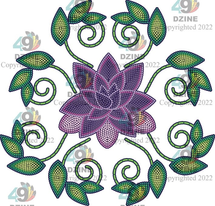 11-inch Floral Glitter Transfer - Beaded Florals Wild