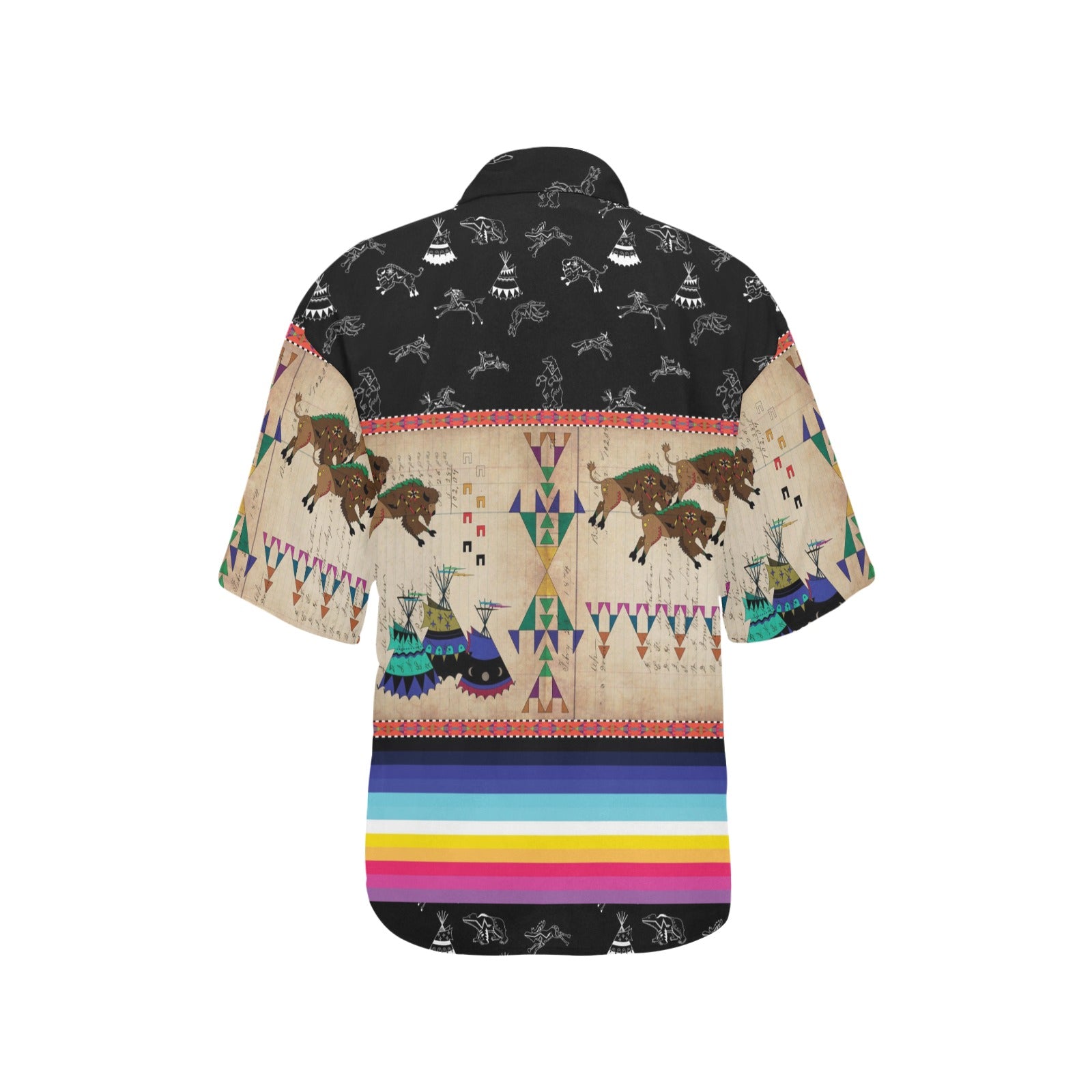 Buffalo Running Black Sky Hawaiian Shirt Women's