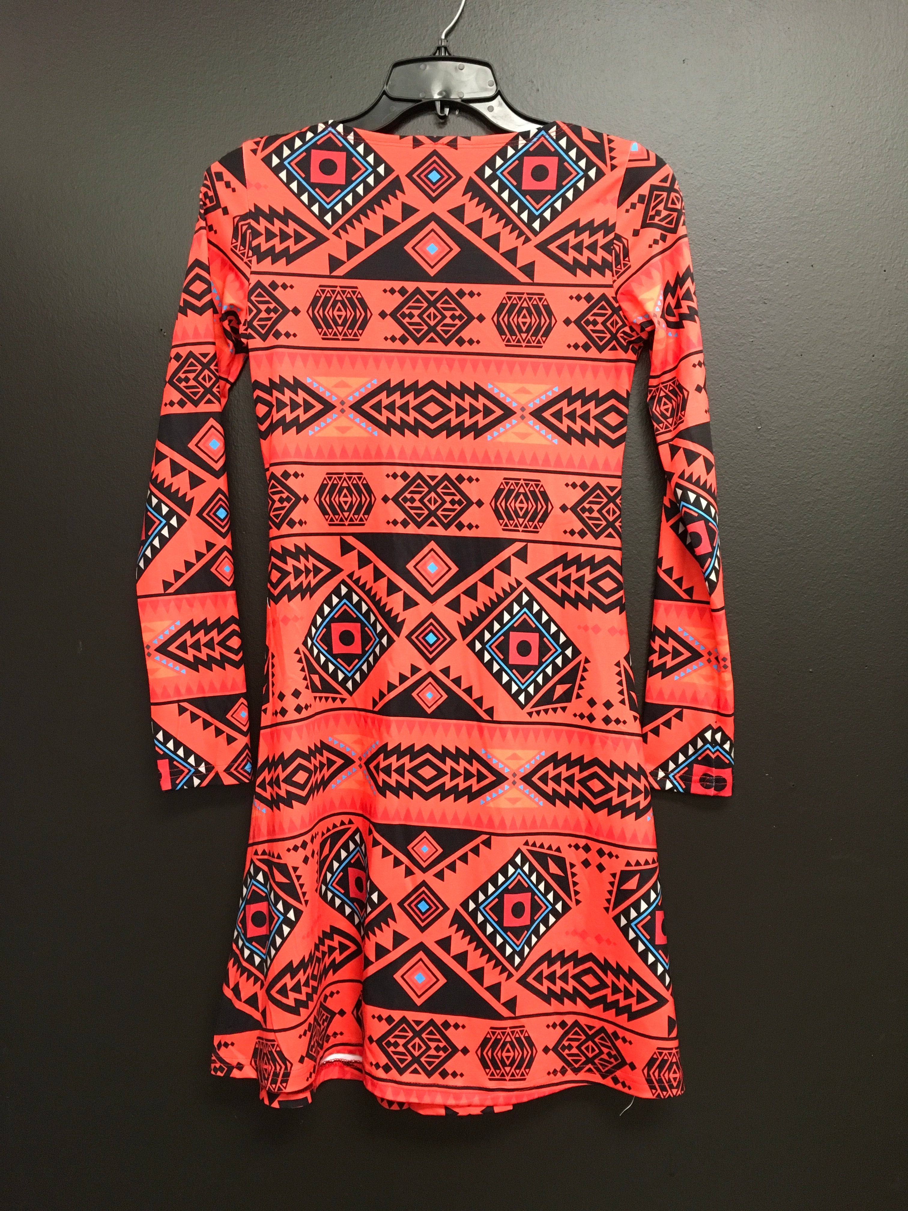 California Coast Mask Long Sleeve Front Wrap Dress