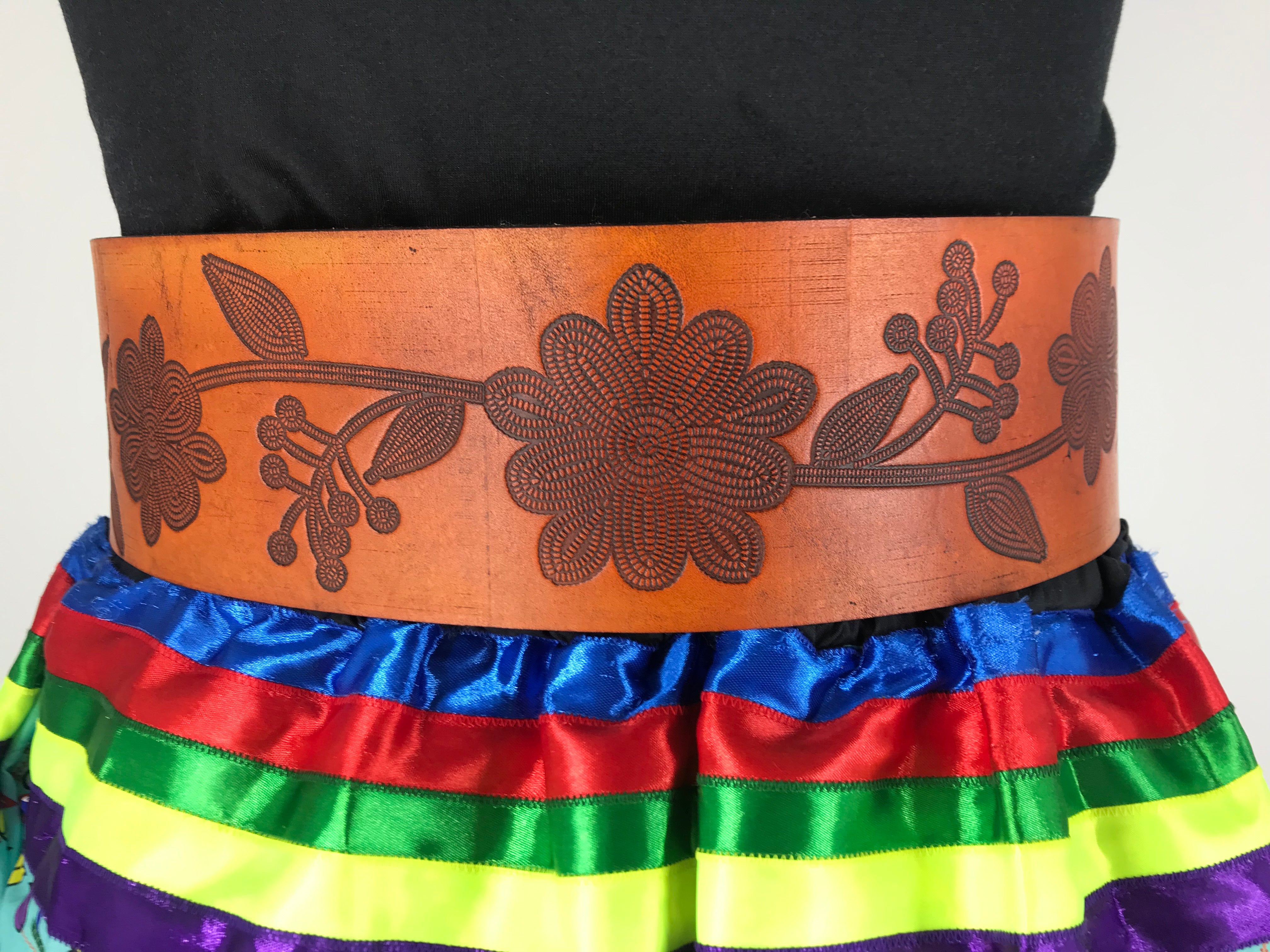 Midnight Garden Handmade Thick 4 Inch Leather Belt